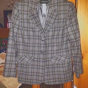 Sag Harbor NWT Gray Plaid Wool Blazer 6 Petite